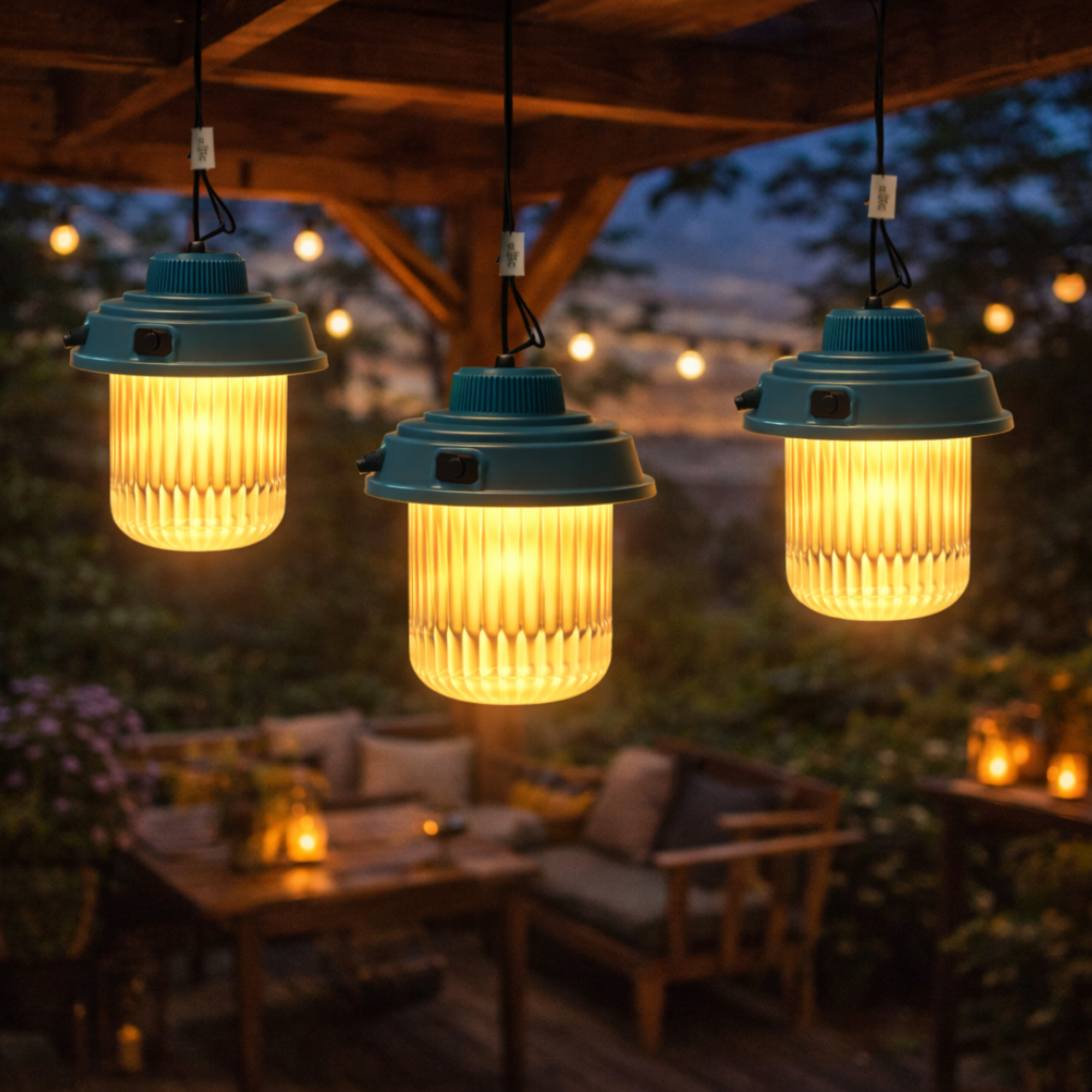 Set 3 Lămpi LED Reîncărcabile USB-C pentru Camping și Grădină – Iluminare Ambientală Portabilă și Elegantă